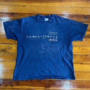 Atlanta Georgia 1996 Olympic Games T Shirt Blue Hanes ChampKnit Men's XL (READ)